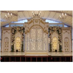 Escenario de Boda Estilo Palacio Victoriano, Grandioso Escenario para Recepciones en EE. UU., Salones de Boda Canadienses, Boda con Temática Judía, Escenario Blanco y Dorado - Product Image 1