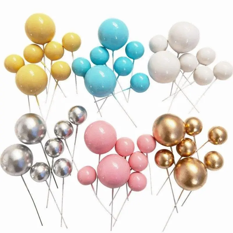 Venta al por mayor de bolas doradas para cumpleaños, fiesta, pastel, Topper, cumpleaños, bolas de imitación para decoración de pasteles