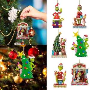 Adorno de árbol de Navidad, colgante acrílico, divertido <span class=keywords><strong>Grinch</strong></span> verde, decoración navideña para el hogar, regalo para fiestas, venta al por mayor - Product Image 3