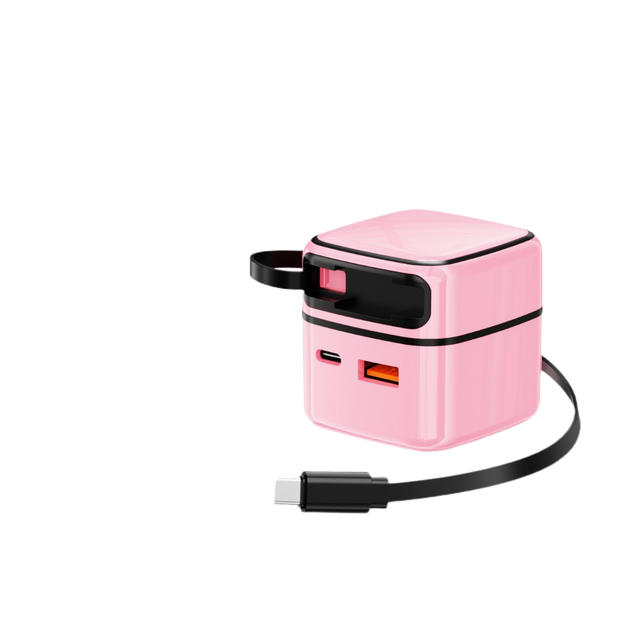 New Trend Factory Gan 35w Eu Us Plug Mobile Phone Gan Power Adapter Pd Fast Charger With 70cm Retractable Type C Cable