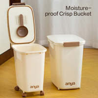 Conteneur de stockage de riz, de céréales et de farine en plastique scellé de grande taille avec logo personnalisé ANYA, avec boucle durable, étanche à l'air et à l'humidité