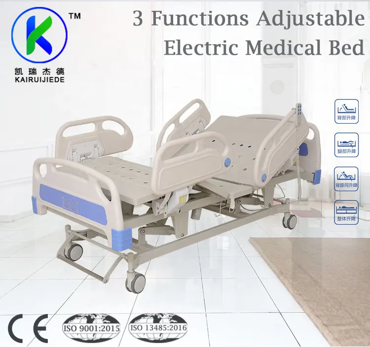 Na china ABS manual de 3 manivela cama médica para venda 3 funções camas hospitalares mão controle remoto para camas hospitalares elétricas