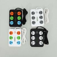 NOUVEAU Bloc multiprise 6 prises en ABS avec interrupteurs colorés, courant nominal 10A, câble d'extension de 2m, 3 ports USB-A + 1 port USB-C