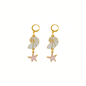 Boucles d'oreilles pendantes tendance en acier inoxydable 316L plaqué or PVD, motif étoile de mer, bijoux pour femmes - Product Image 2