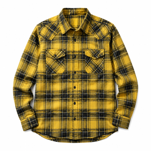 Chemises en flanelle personnalisées OEM/ODM pour hommes, <span class=keywords><strong>jaune</strong></span> et noir, chemise à carreaux pour hommes, coton brossé, manches longues, <span class=keywords><strong>surchemise</strong></span> décontractée, logo personnalisé - Product Image 2