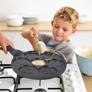 Poêle à frire antiadhésive 7 trous 27CM Pancake Waffle Blinis Maker avec poignée Smiley Face <span class=keywords><strong>Mini</strong></span> poêle à frire antiadhésive moulée sous pression - Product Image 3