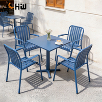 Ensemble de meubles de restaurant modernes en aluminium avec cadre de couleur personnalisée en usine, ensemble de table et de chaises de bistrot pour l'extérieur