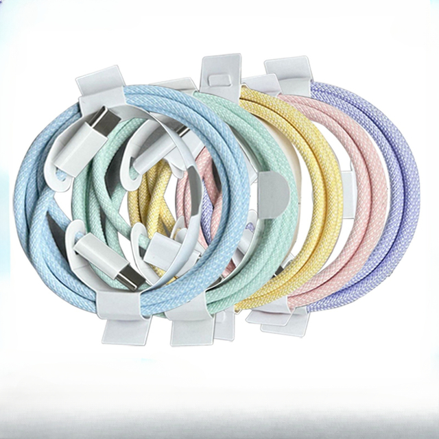 Colorful Usb C to Type C Fast Charging PD 60W Mobile Phone Date Cable for Iphone 15 16 Samsung Type C Braided Charger Cable