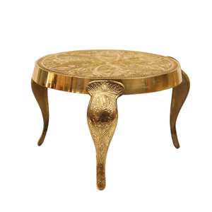 Tabouret de prière indien traditionnel Mukali en laiton massif, fait main, grand format, durable et décoratif, pour temple et décoration intérieure - Product Image 3