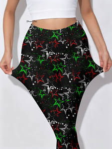 Leggings Deportivos para Mujer, Diseño Grunge, Impresión Digital Premium, Color Negro Oscuro Neón, Sensación Suave, para Yoga y Fitness - Product Image 3