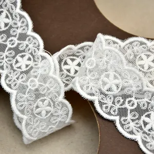 Wholesale Decorative Embroidery Wedding Trim Ribbon Lace For Amazon Black White Embroidered Cotton