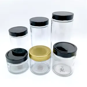 Empty Round Glass Jars And Lids 106ml 212ml 314ml 580 ml Ergo Glass Jar For Honey Jam Wholesale