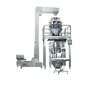 Multi-head computerized combination packaging box bag vertical packaging machine is used to package puffed food, pots, etc