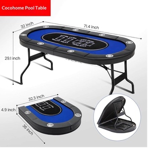 Mesa de Juego Plegable para 8 Jugadores de Póker Texas Hold'em y Baccarat con Fichas para Entretenimiento en el Hogar - Product Image 2