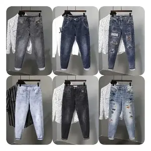 Zeesen ripped jeans cho Nam Giới Slim Denim thường xuyên phù hợp với thon chân đau khổ bị phá hủy quần Mens jeans với lỗ