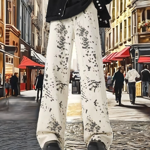 Jeans de Mujer Casuales de Cintura Alta, Rectos, con Estampado de Leopardo, Lavado Retro, a la Moda, Verano 2025, Venta al Por Mayor de Boutique - Product Image 2