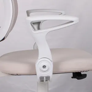 Silla giratoria de oficina, asiento de tela pequeña ergonómica de lujo de alta calidad para uso doméstico, cómoda y giratoria, color blanco