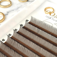 Extensions de cils en forme de fleur 5D brunes, naturelles, douces, extensions de cils en forme de fleur 5D, volume, cils individuels, effet mouillé