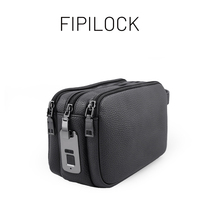 Cartera Larga Antirrobo de Cuero Genuino Negro Fipilock FL-V2217-B con Bloqueo de Huella Dactilar, Bolso de Mano Inteligente para Hombre