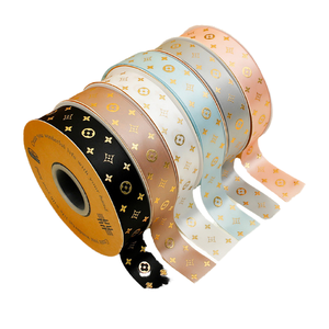 Bobine de ruban de Noël en polyester imprimé or, motif rouge-vert, pour emballage, fête de Noël et décoration d'arbre de Noël, vente en gros - Product Image 4