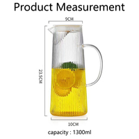 Jarra de Agua de Vidrio de Gran Capacidad, Estilo Moderno, Resistente al Calor, de Vidrio Borosilicato, Color Ámbar Gris Claro, con Asa