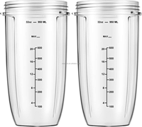 Pièces de rechange Tasses mélangeuses de 32oz (2 paquets) Tasses mélangeuses de rechange compatibles avec les mélangeurs NutriBullets 600w et 900w