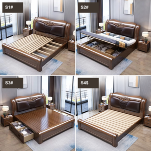 엘란드 모던 원목 가죽 소프트백 킹사이즈 침대 수납형 마스터 침실 가구 - Product Image 6