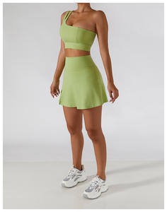 2024 kustom Logo seksi satu bahu pakaian olahraga wanita kebugaran pakaian olahraga Yoga pakaian tenis Set rok - Product Image 2