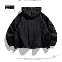 Veste de soleil unisexe légère UPF50+ respirante anti-boulochage résistante à l'eau avec capuche intégrale et cordon de serrage réglable, écologique