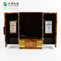 Boîte cadeau de luxe personnalisée pour parfum, vitrine de présentation, boîte d'emballage en bois laqué piano à double porte pour vin