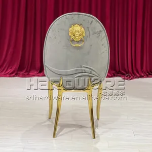 사자 손잡이 뒤 디자인 회색 우단 금 결혼식 의자