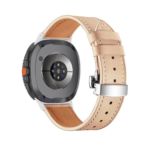 Bracelet en cuir compatible avec Samsung Galaxy Watch4 5 6 7 40mm 44mm Galaxy Watch 4 Classic 46mm 42mm Bracelet de montre noir unisexe - Product Image 3