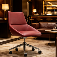 Chaise de bureau ergonomique pivotante empilable en métal rouge moderne et durable pour hôtel, hall d'entrée, salon, salle de conférence avec roulettes