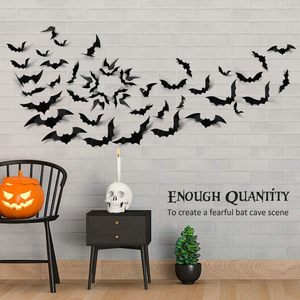 Vente en gros chaude 12 pièces/sac <span class=keywords><strong>Halloween</strong></span> 3d Stickers muraux stéréoscopique chauve-souris drôle noir stéréo chauve-souris autocollants - Product Image 2