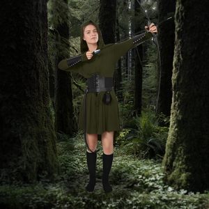 Costume da Arciere Medievale Forest Echo con Cintura, Orecchie e Accessori per Fiera Rinascimentale e Halloween, per Donna Adulta - Product Image 4