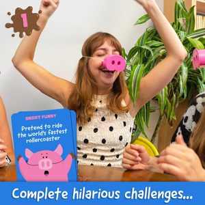 Juego de Mesa Oinkredible para Familias, Niños y Adultos, de 4 a 8 Jugadores, Edad 8+, Incluye 150 Tarjetas de Desafío y 5 Boquillas de Cerdo - Product Image 5