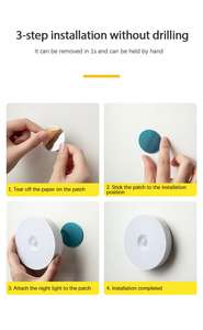 <span class=keywords><strong>Lampe</strong></span> à détecteur <span class=keywords><strong>de</strong></span> <span class=keywords><strong>mouvement</strong></span> PIR sans fil, lumière murale intérieure, détecteur automatique, <span class=keywords><strong>lampe</strong></span> LED sans fil, lumière <span class=keywords><strong>de</strong></span> placard, alimentée par batterie - Product Image 4