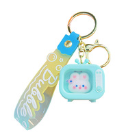 Mini porte-clés lumineux en forme de téléviseur, avec son, petit cadeau, porte-clés dessin animé, pendentif pour sac d'école