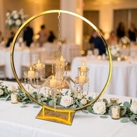 Support de fleurs multifonctionnel en cristal doré pour centre de table de mariage