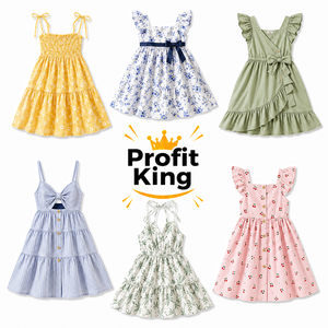 Vestido de Verano para Niñas, Color Sólido, Diseño Simple, Envío Mixto de Varias Tallas - Product Image 1