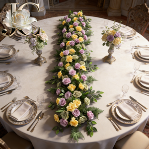 Chemin de table floral JC Blush Carnation, chemin de table à fleurs à tiges longues et denses - Product Image 1