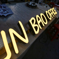 Enseigne lumineuse 3D personnalisée en acier inoxydable et aluminium, rétroéclairée par LED, 5000 lumens, étanche, lettres en relief pour devanture de magasin extérieure