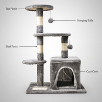 Arbre à chat multi-niveaux avec poteaux à gratter en sisal, tour pour chat en peluche, centre d'activités pour animaux de compagnie d'intérieur, carton