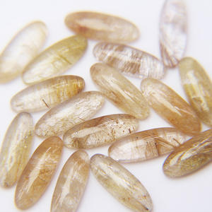 Cabochon en quartz rutile <span class=keywords><strong>doré</strong></span> naturel ovale en cristal <span class=keywords><strong>clair</strong></span> 6.5X18 avec rutiles visibles pour accessoires - Product Image 1