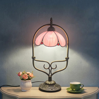 Lampe de table LongHuiJing 8 pouces en verre teinté en forme de pétales, base en alliage de zinc, douille E26 E27, abat-jour jaune rose blanc, vente en gros