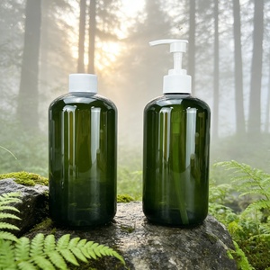 Botella Redonda de Plástico PET Verde para Cosméticos, Botella con Bomba para Gel de Ducha, Loción, Champú, Cuidado de la Piel, 250ml, 300ml, 500ml - Product Image 1