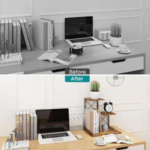 木质桌面收纳器小书架<span class=keywords><strong>3</strong></span>层储物搁板升降器展示架，用于办公室装饰器 - Product Image 5