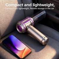 Nouvel aspirateur de voiture portable puissant 2026, rechargeable par USB, couleur argent-violet, autonomie de 30 min, 3 vitesses, moteur sans balais, longue portée