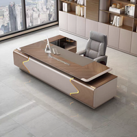 Bureau d'ordinateur exécutif moderne en bois convertible, design modulaire extensible, avec tiroirs de rangement, à poser au sol, pour bureau et maison
