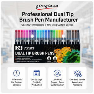 Stylos pinceaux à double pointe personnalisés Giorgione, 12/24/36/48/72/100 couleurs, marqueur pour tableau blanc, <span class=keywords><strong>encre</strong></span> permanente, pointe plate - Product Image 2